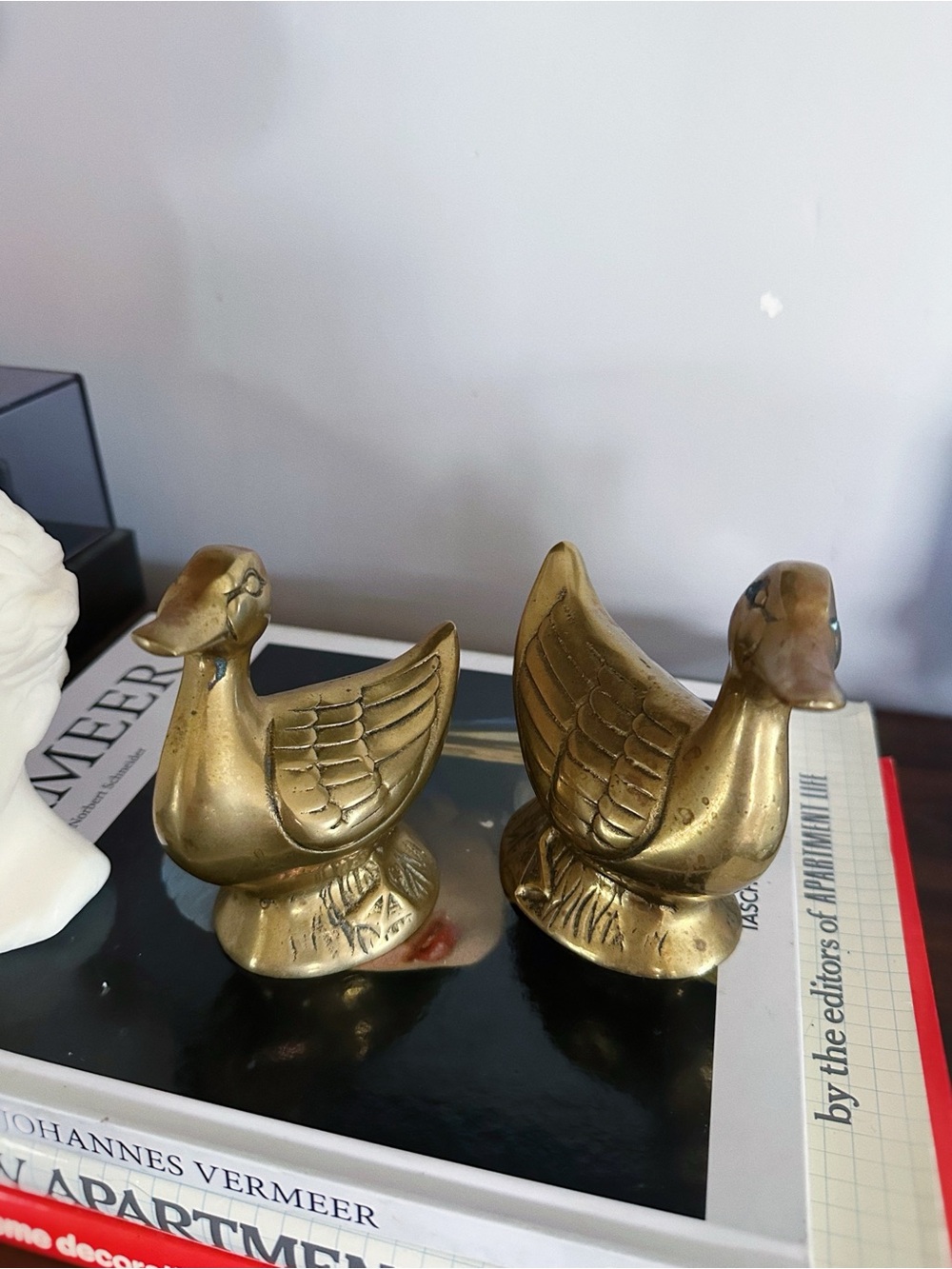 Sweet Vintage Brass Duck Figurine Pair - Decorative Gold Home Accent